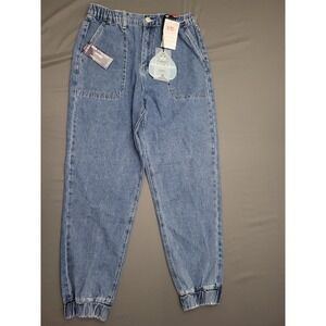 HH Jeans Womens High‎ Rise Jogger Blue Denim Pants Non Stretch Size Large NWT